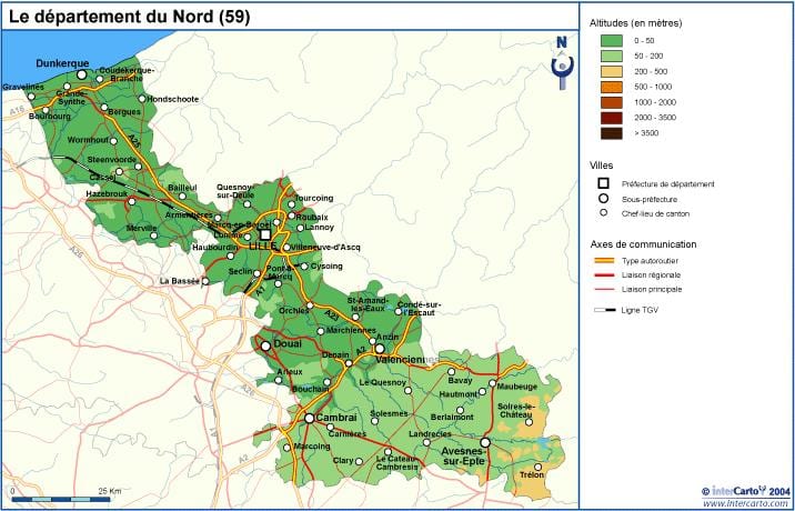 topografski kartica Lille