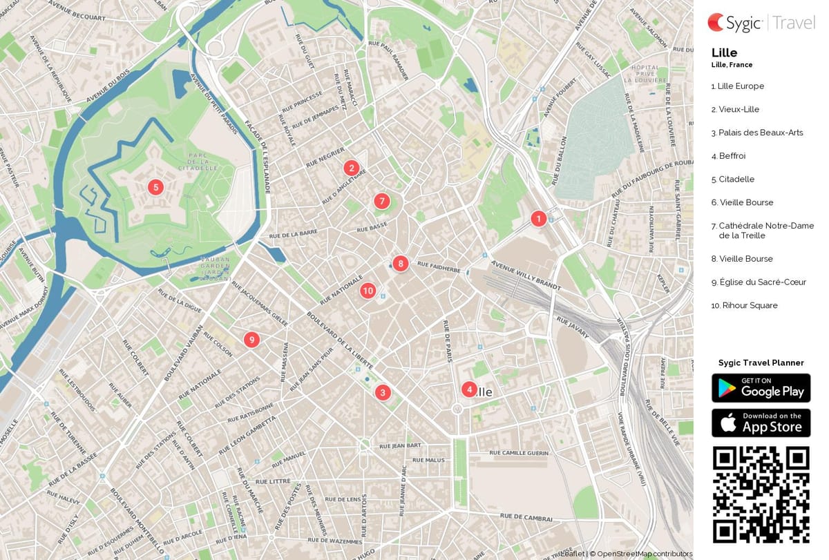 Turistički Lille atrakcije na karti